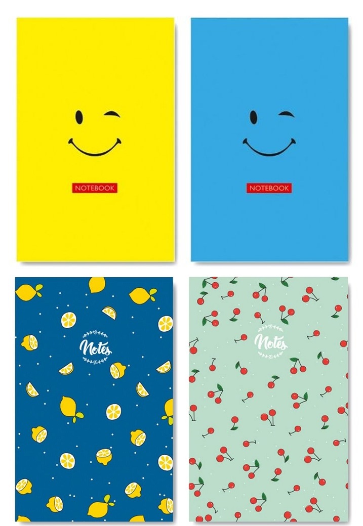 Блокнот А6 48 арк скоба клітинка картон Асорті