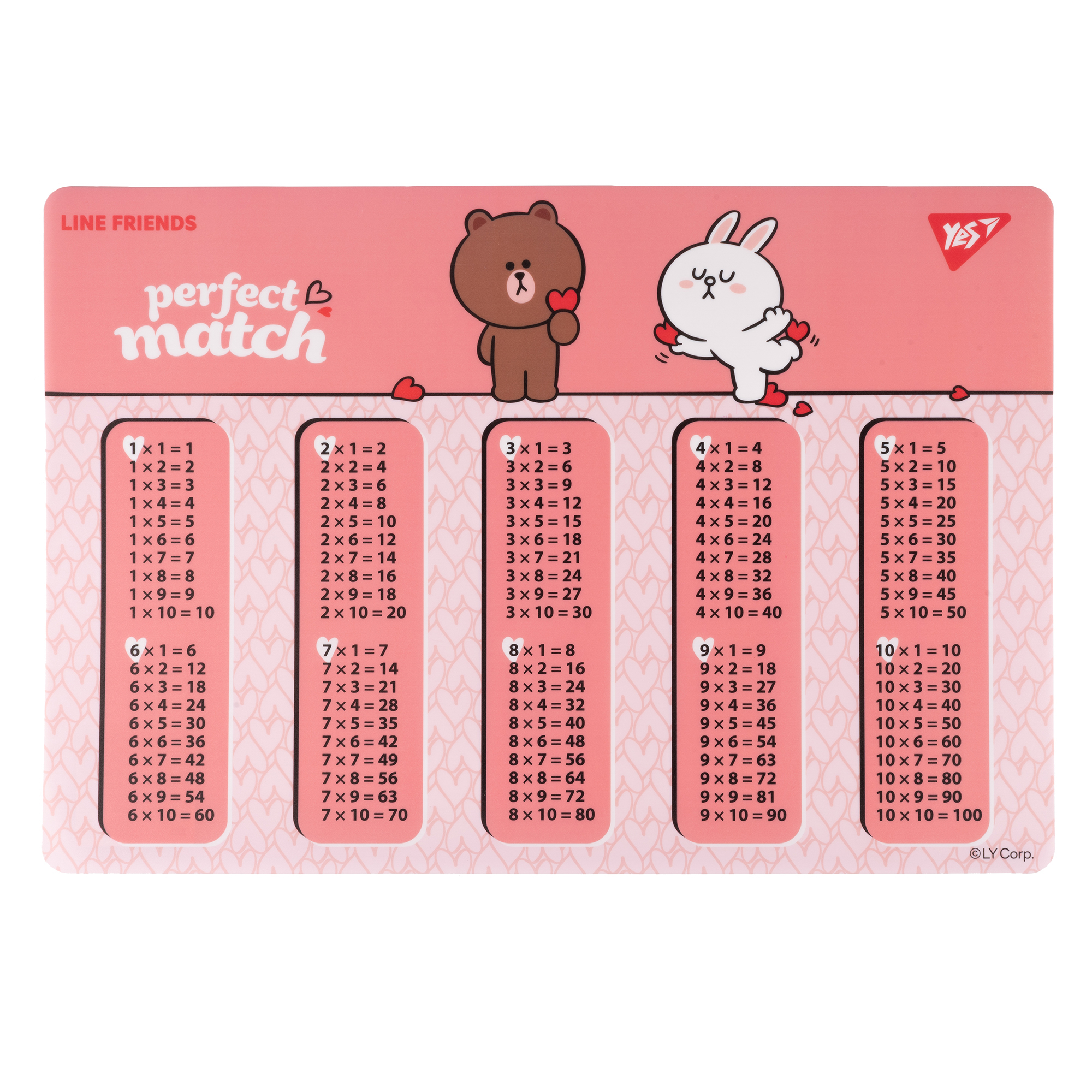 Підкладка настільна 42*29см Yes табл. множ. Line Friends Choco and Cony