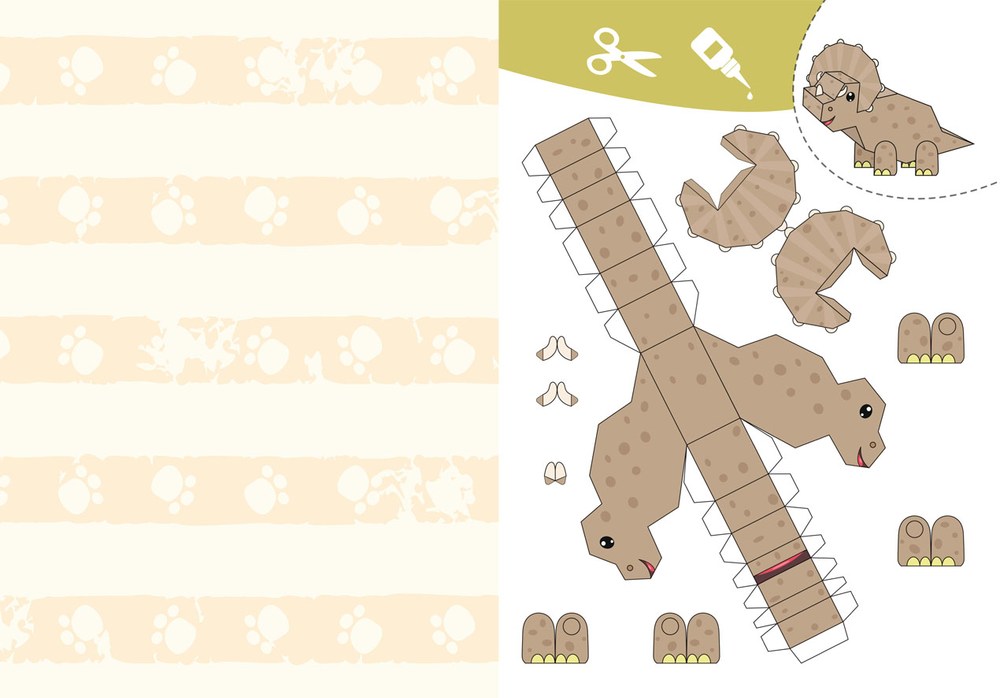 Вирізаємо та клеїмо аплікації Об'ємні саморобки Динозаврики