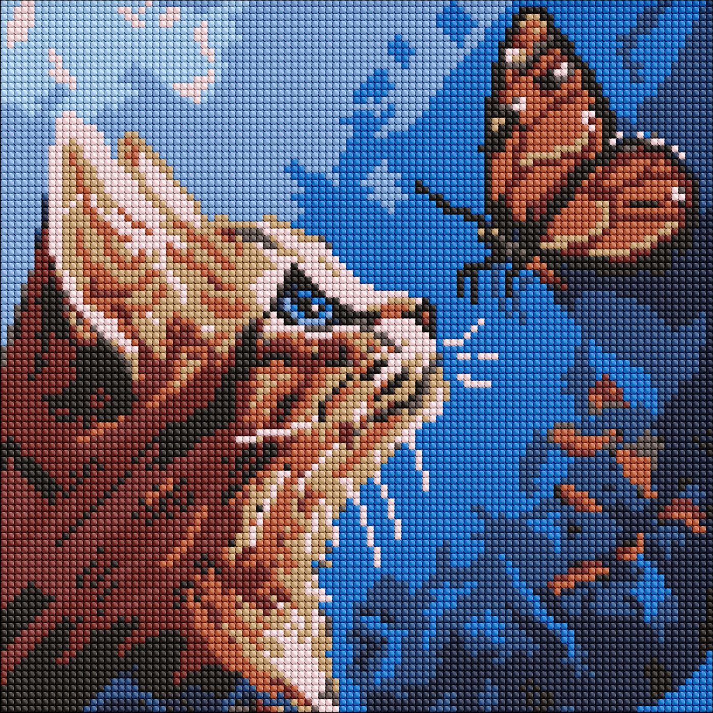 Алмазная мозаика 30х30см Котик и бабочка