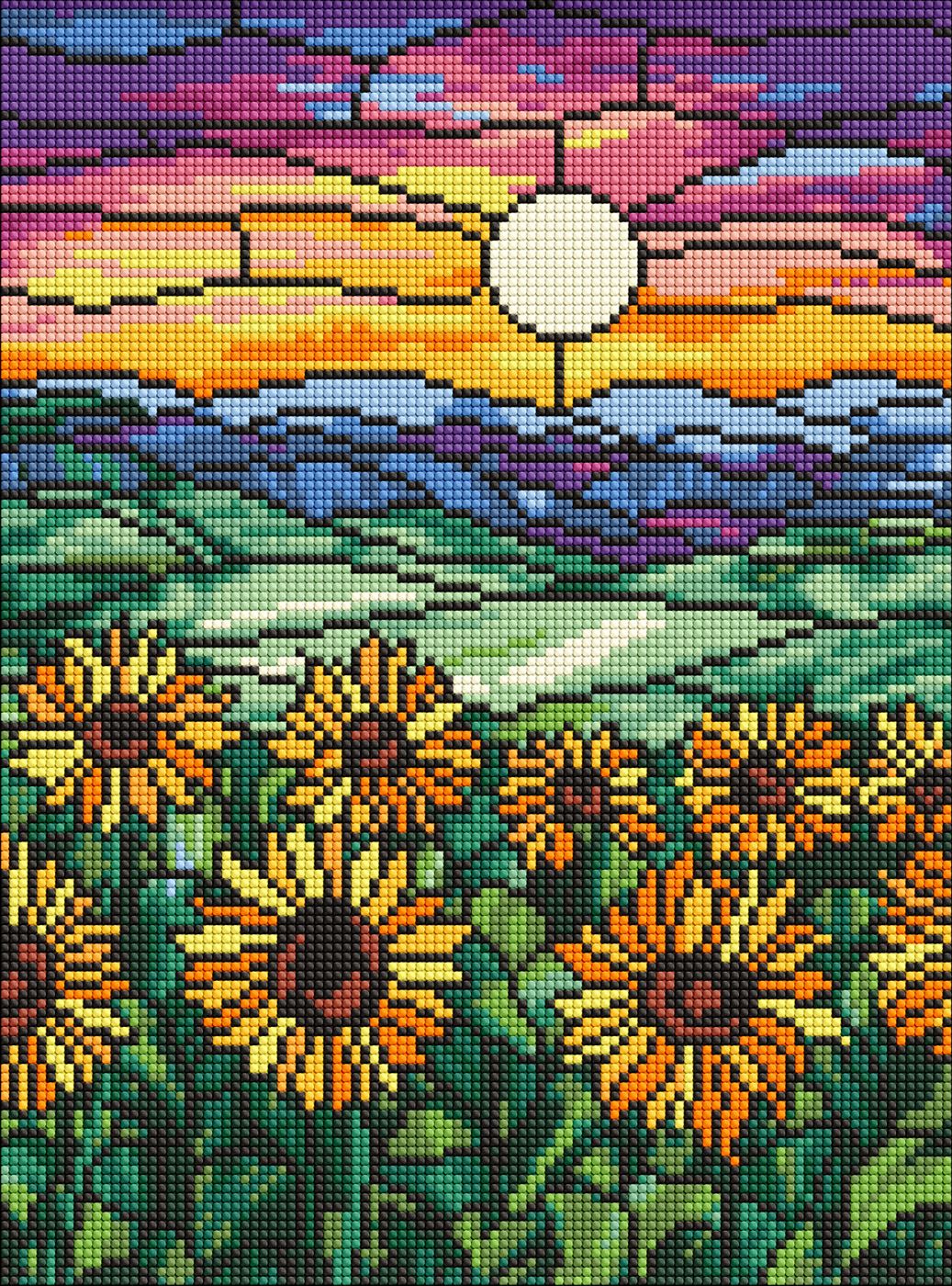 Алмазная мозаика 30×40 см Поле подсолнечников