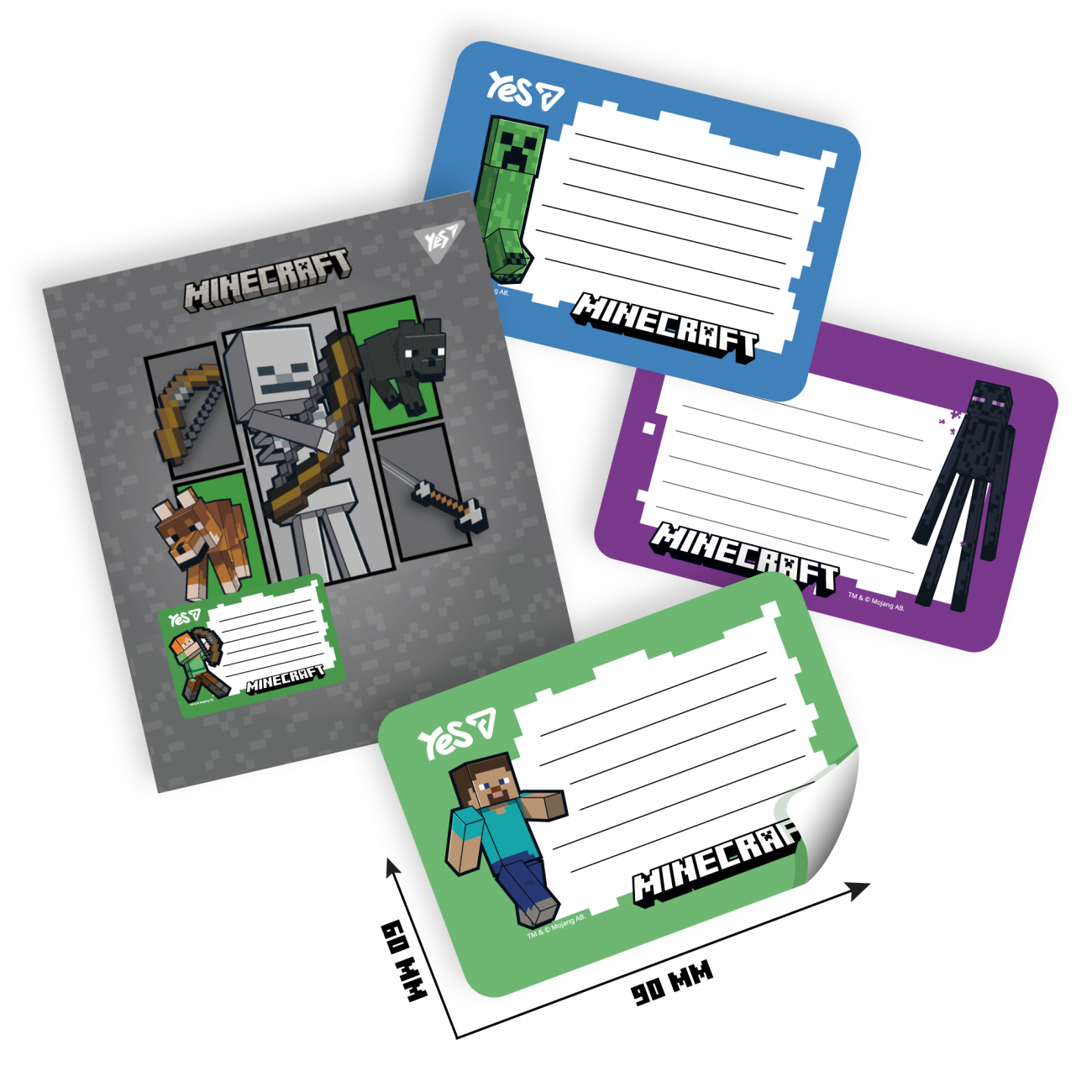 Наклейки на тетради 13,2х20 см Yes Minecraft 8 шт