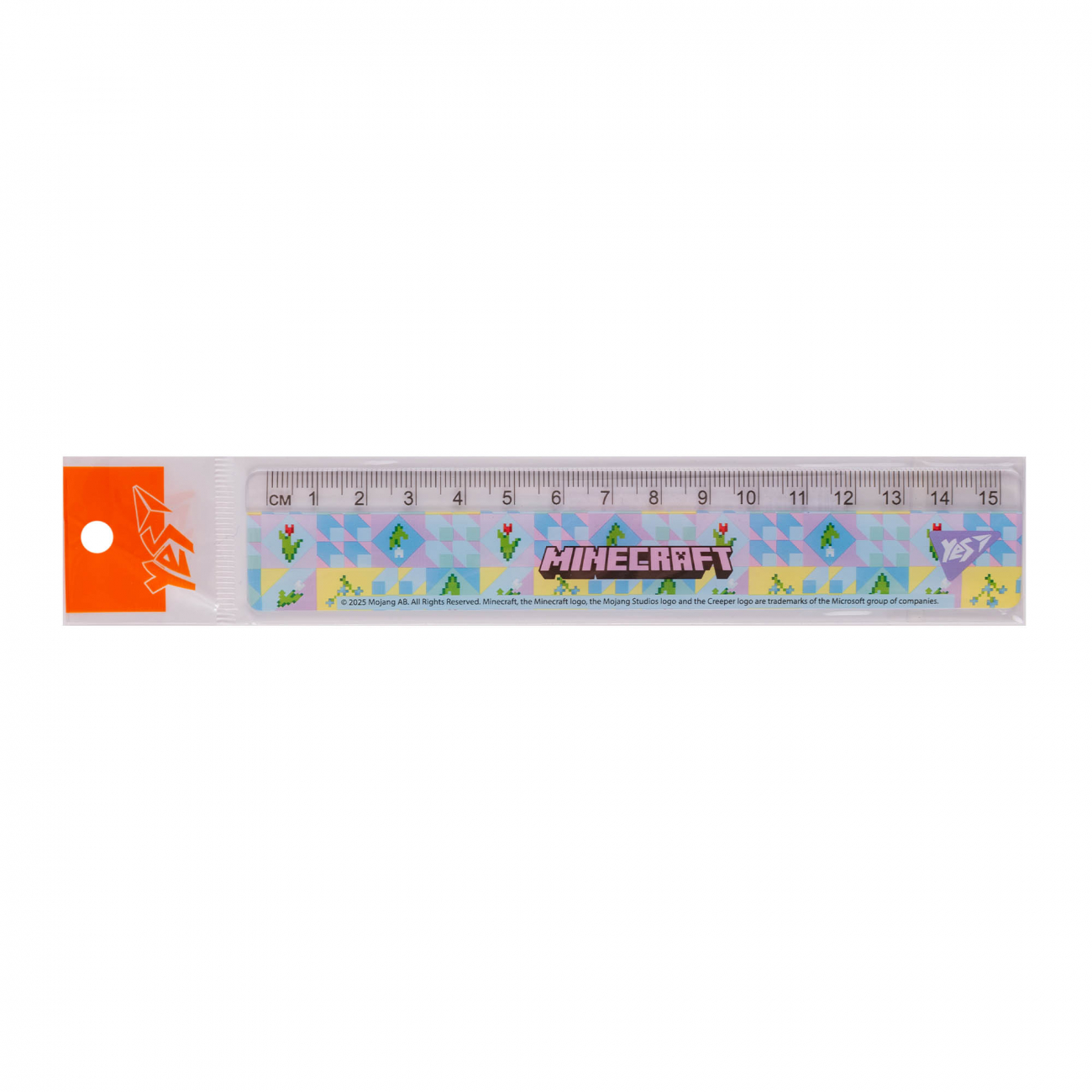 Лінійка 15 см пластик Yes, Minecraft.Spring, блакитна
