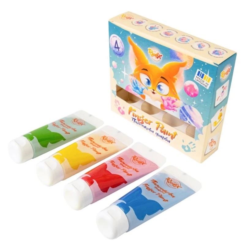 Краски пальчиковые 4*60 мл, туба, RUDIX (840401)