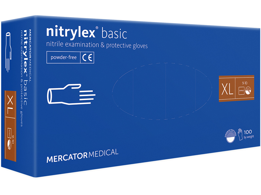 Рукавички нітрилові ХL NITRYLEX BASIC 100шт/уп., сині
