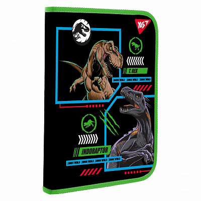 Папка факультативна YES A4 пласт. на блискавці "Jurassic World" з внутр. кишенею