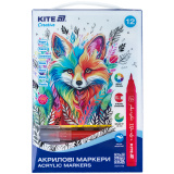 Маркери-пензлики акрилові, набір 12шт, Kite Cr...