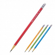 Олівець чорнографітовий, заточений, з гумкою HB, покриття кол. лак