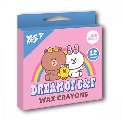 Набір воскових олівців YES 12 шт. "Line Friends"