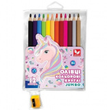 Олівці кольорові круглі Джамбо Unicorn 12 коль...