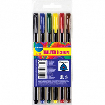 Набір лінерів Сentrum "Fineliners"  6 кольор. 0,7мм 87500 в ПВХ упак.