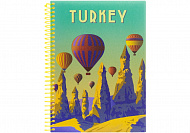 Блокнот, А5, 80 арк., спіраль, пластик.обкл., клітинка, Travelling: TURKEY