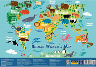 Подложка настольная 27х38,5см Animal World's Map