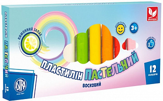 Пластилін восковий Школярик 12 кол 180 г пастель (3)