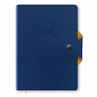 Щоденник датований А6 (98х140), обкладинка штучна шкіра Twill на кнопці, синій