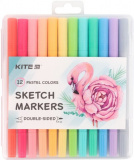 Скетч-маркери Kite Pastel 12 кол двосторонні з...