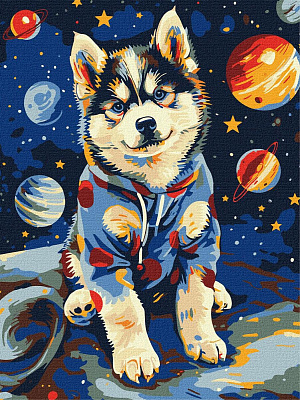 Картина по номерам обложка Космічний хаскі 30х40 см Happy pets