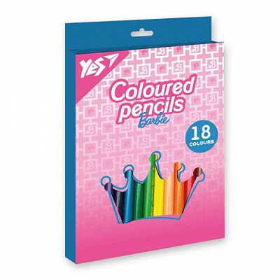 Олівці кольорові Yes 18 кол. "Barbie" рожевий