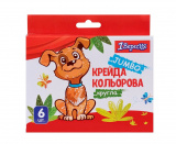 Крейда кольорова JUMBO 6 шт Zoo Land, кругла, ...