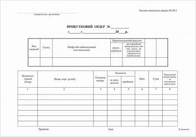 Прибутково касовий ордер А5 офсет