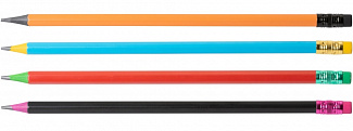 Олівець чорнографітний ECONOMIX RAINBOW пластиковий HB корпус асорті, загострений з гумкою (4)