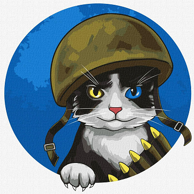 Набір для розпису по номерах. "Войовничий котик" 30х30см