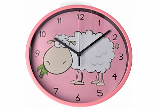 Часы настенные пластик Optima LITTLE LAMB d-22.5 см, розовый (4)