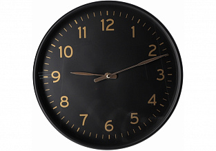 Часы настенные пластик Optima ELEGANT d-30 см, черный/золото (4)