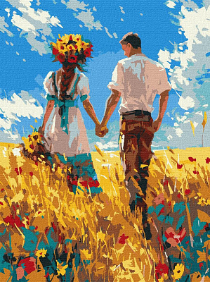 Картина за номерами Прогулянка закоханих 30х40 см Ukrainian family
