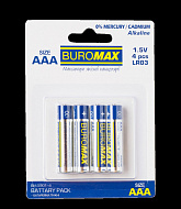 Набор эл. питание (батарейка)  Buromax, LR03 (ААА) 4шт/упак
