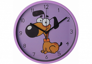 Годинник настінний пластиковий Optima LITTLE DOG, фіолетовий (4)