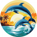 Картина по номерам обложка Игривые дельфины 33 см