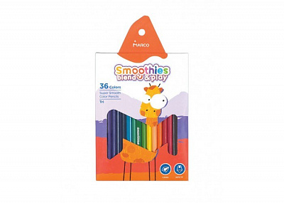 Олівці 36 кольорів трикутні, суперм'які Smoothies b&p,2150-36CB,ТМ"Marco"