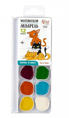 Акварель Rosa Cats 12 кол., б/п, пластик