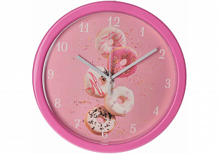 Часы настенные пластик Optima DONUT d-25 см, розовый (4)