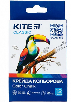 Крейда кольорова, 12 шт. Kite Classic