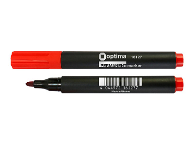 Маркер перманентний OPTIMA 2-3 мм, червоний