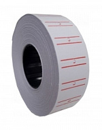 Етикет-стрічка прямокутна Economix, біла з червоною стрічкою 21*12 мм (1000 шт/рул)