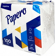 Серветки паперові Papero 24х24 см, 100 шт, білі, 1 шар
