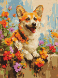 Картина за номерами Коргі в квітах Happy Pets ...