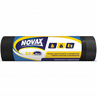 Пакети для сміття Novax із затяжкою 35л 15шт. чорні