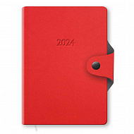 Щоденник датований А6 (98х140), обкладинка штучна шкіра Twill на кнопці, червоний