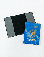 Обложка на паспорт ст.образца Украины глянцевая (с гербом) Мрамор, Голубой