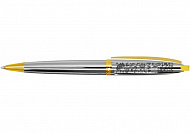 Ручка шариковая Cabinet UA 3, корпус серебро с золотом, синяя