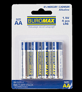 Набор элемента питания (батарейка) Buromax, LR6 (AA) 4шт/упак