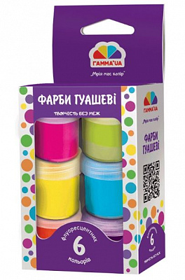 Фарби гуашеві  6 кол/10 мл, флуоресц., Творчість