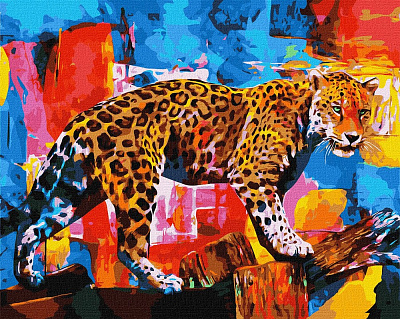 Набір для розпису по номерах. "Яскравий леопард" 40x50см