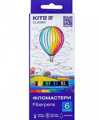 Фломастери, набiр 6 шт. Kite Classic