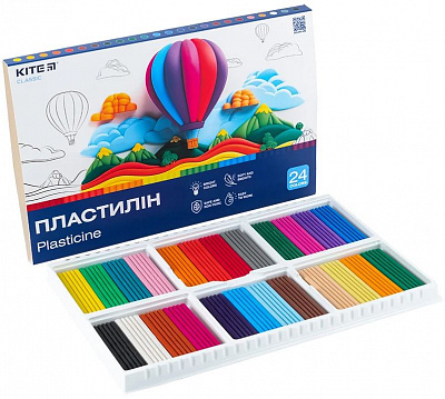 Пластилін, 24 кольори, 480 г. Kite Classic