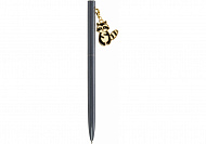 Ручка металева сіра з брелоком "Чорний єнот", пише синім